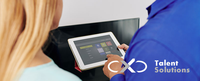 in today’s increasingly digital world, video job interviews have become commonplace, technician showing smart home app utc